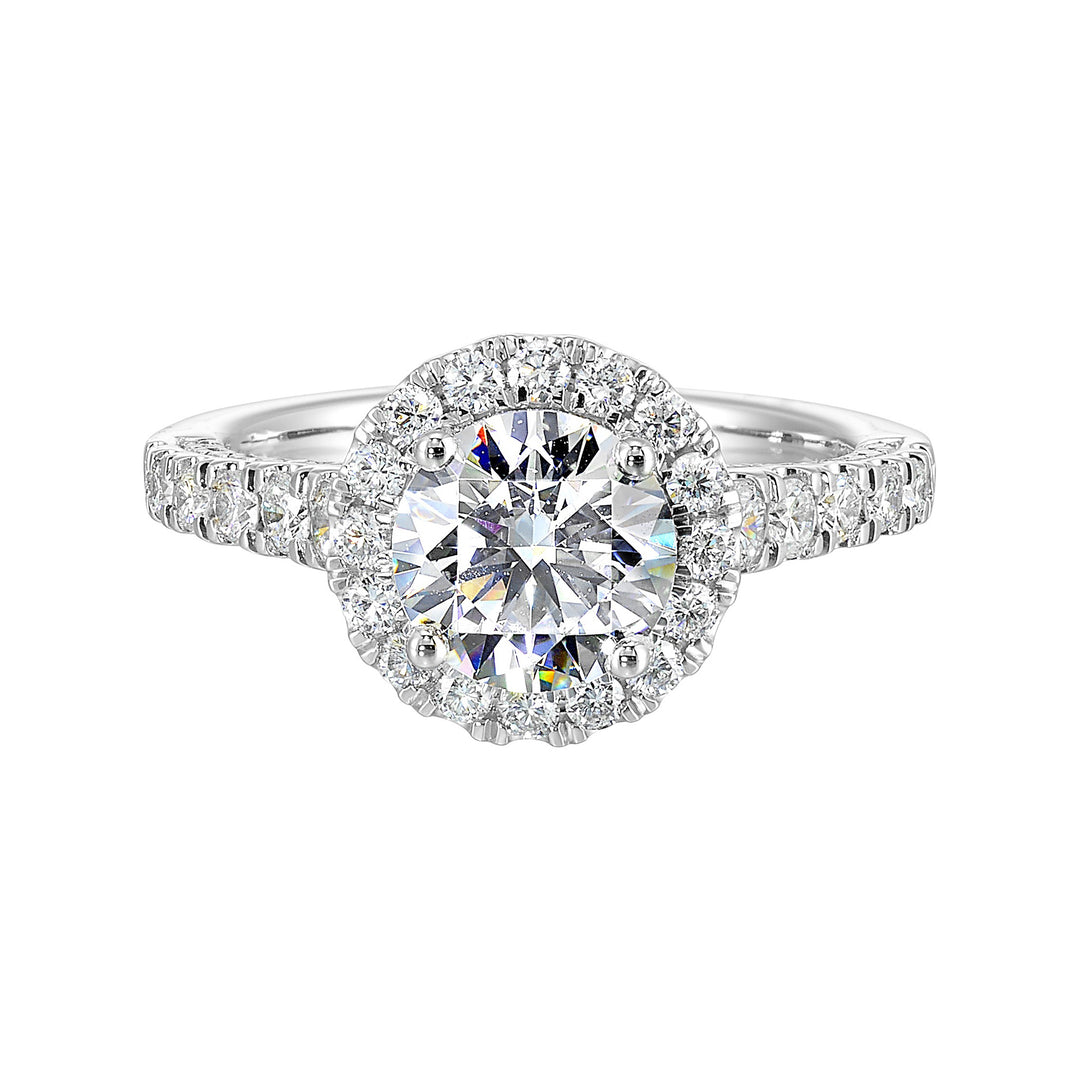 14Kt White Semi Mount 7/8Ctw For 1 1/2Ctw Round Center