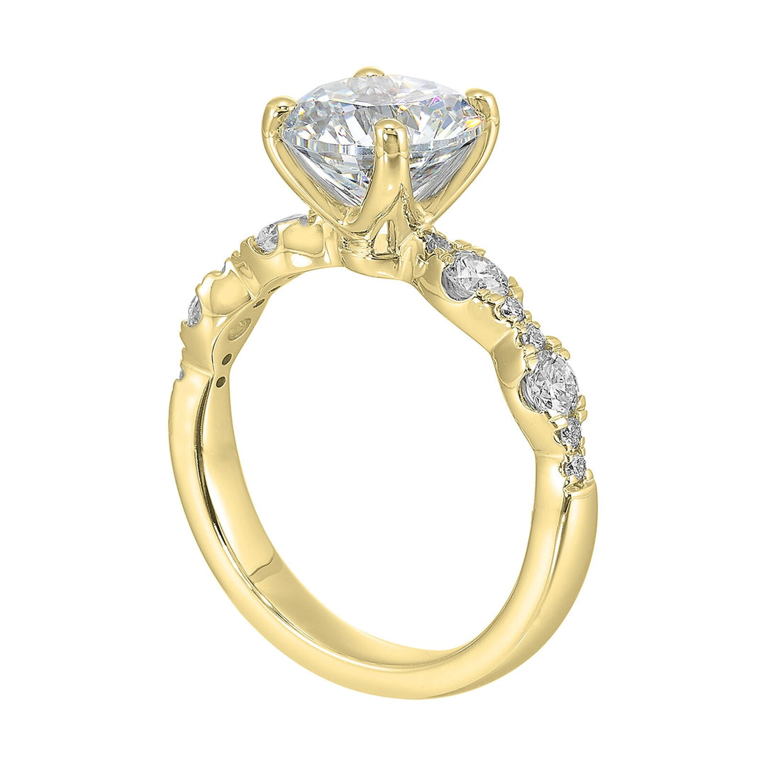 14Kt Yellow Semi Mount 3/8Ctw For 2Ct Round Center