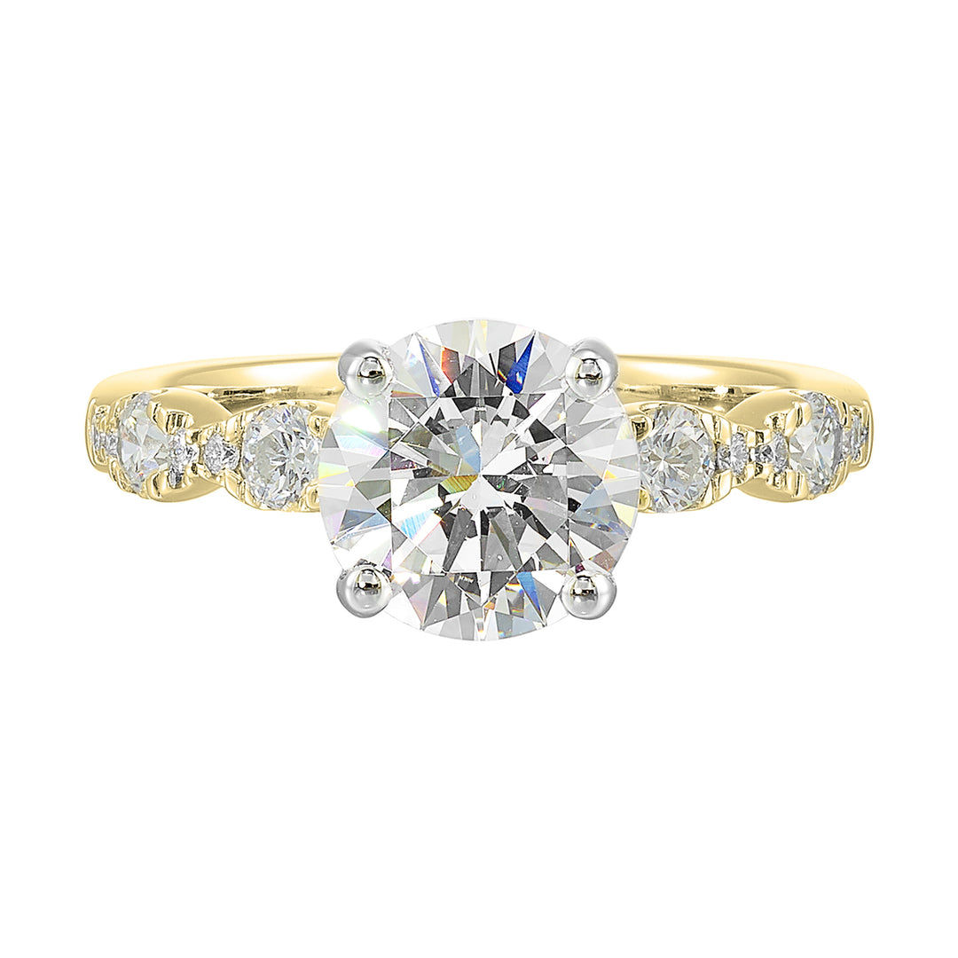 14Kt White Yellow Semi Mount 3/8Ctw For 2Ct Round Center