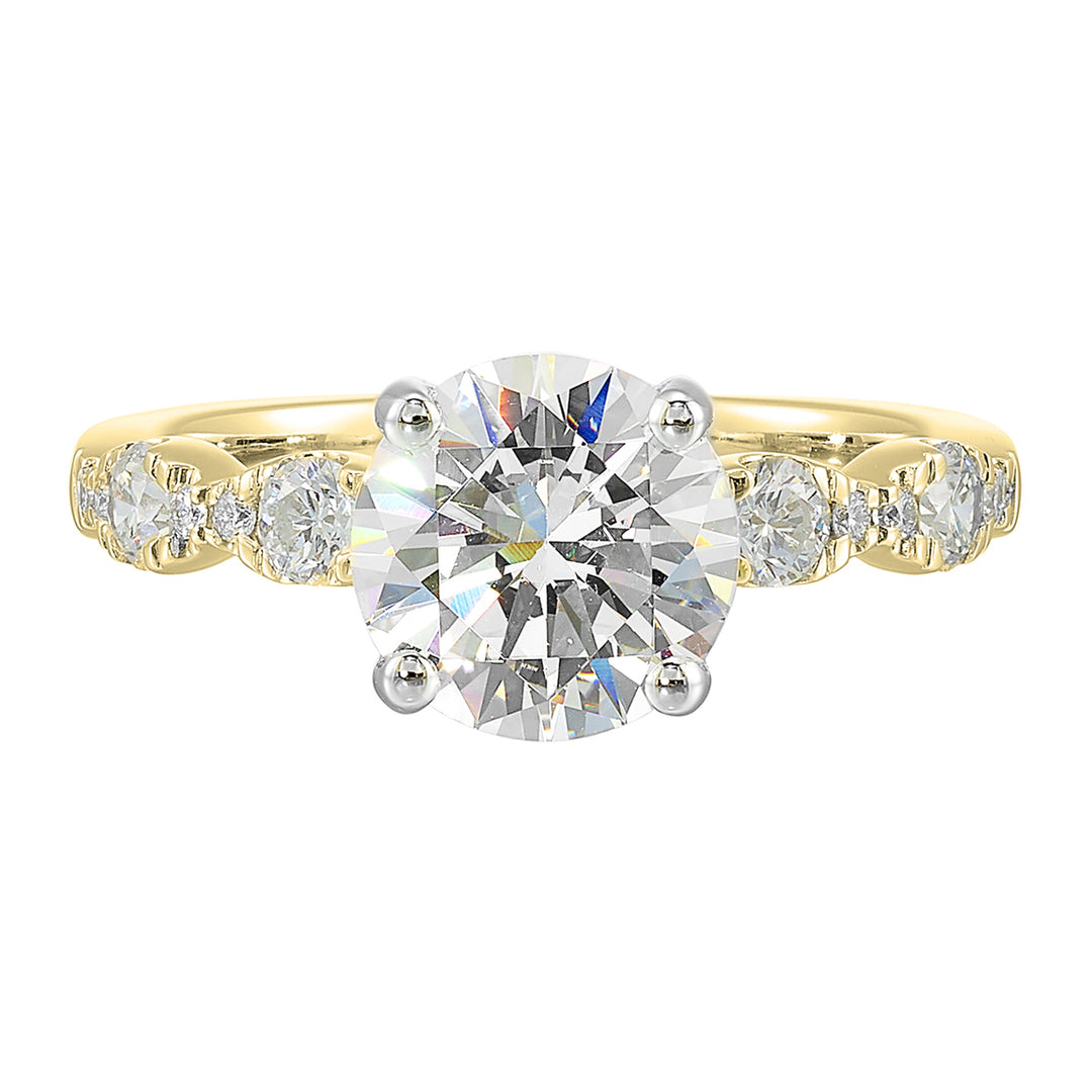 14Kt White Yellow Semi Mount 3/8Ctw For 2Ct Round Center