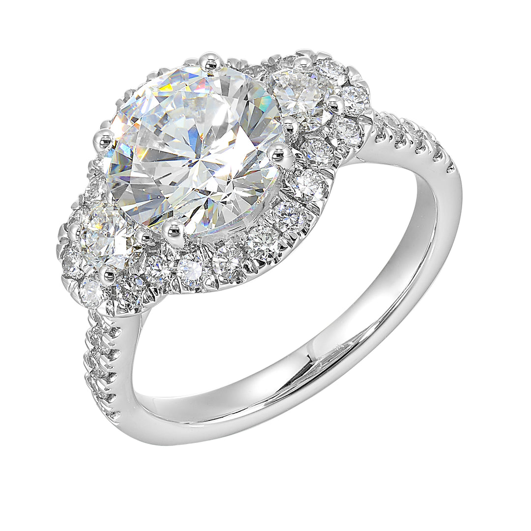 14Kt White Semi Mount 1Ctw For 2Ctw Round Center