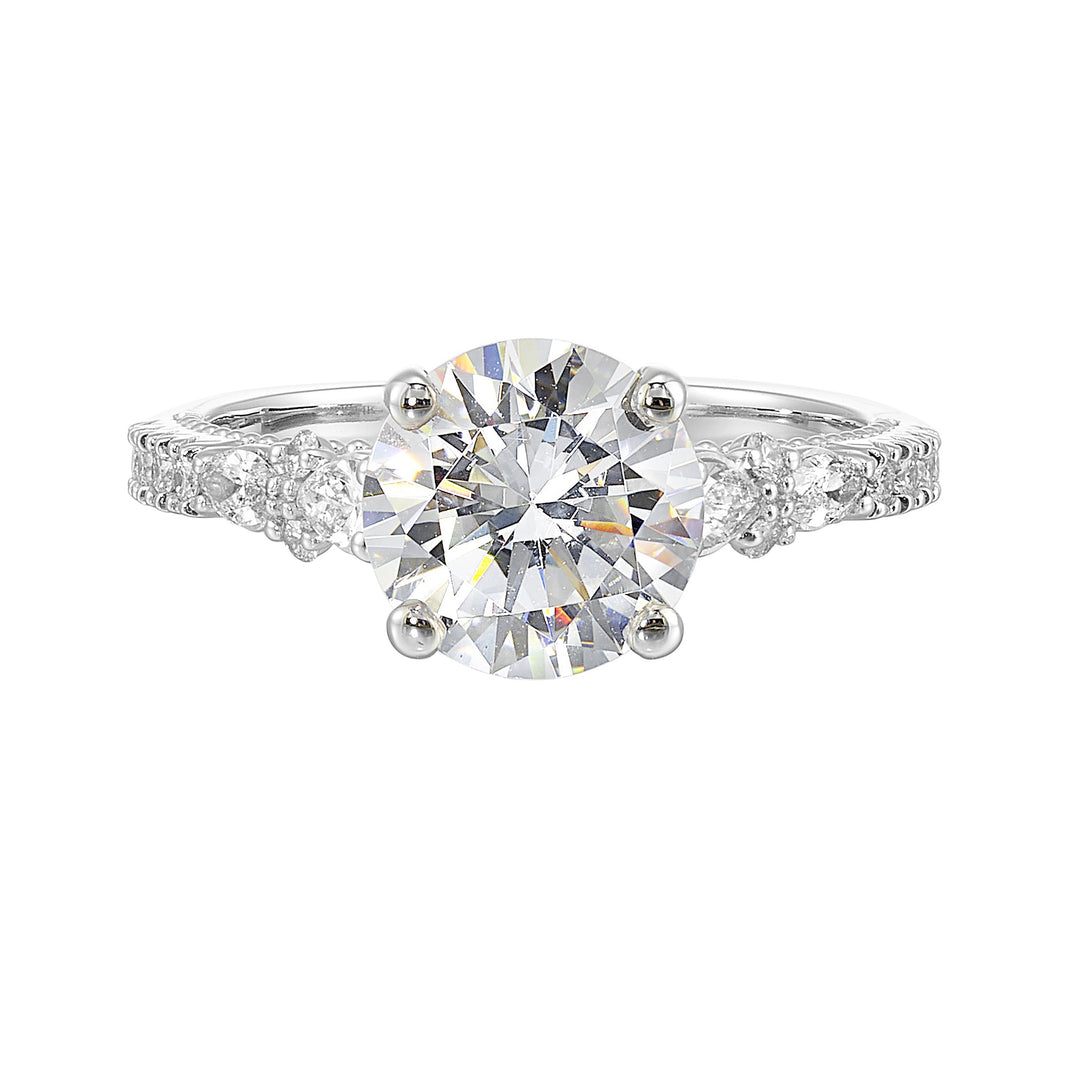 14Kt White Semi Mount 1/3Ctw For 2Ctw Round Center
