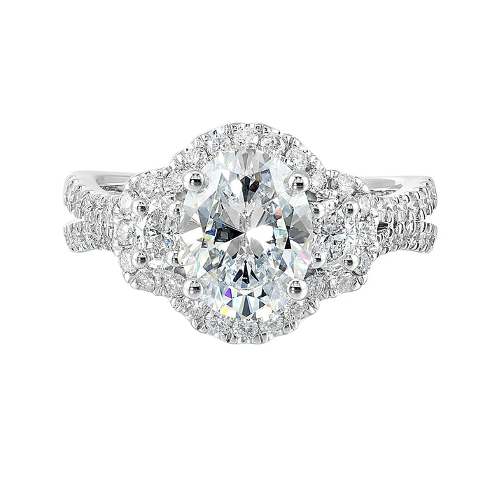 14Kt White Semi Mount 3/4Ctw For 2Ctw Oval Center