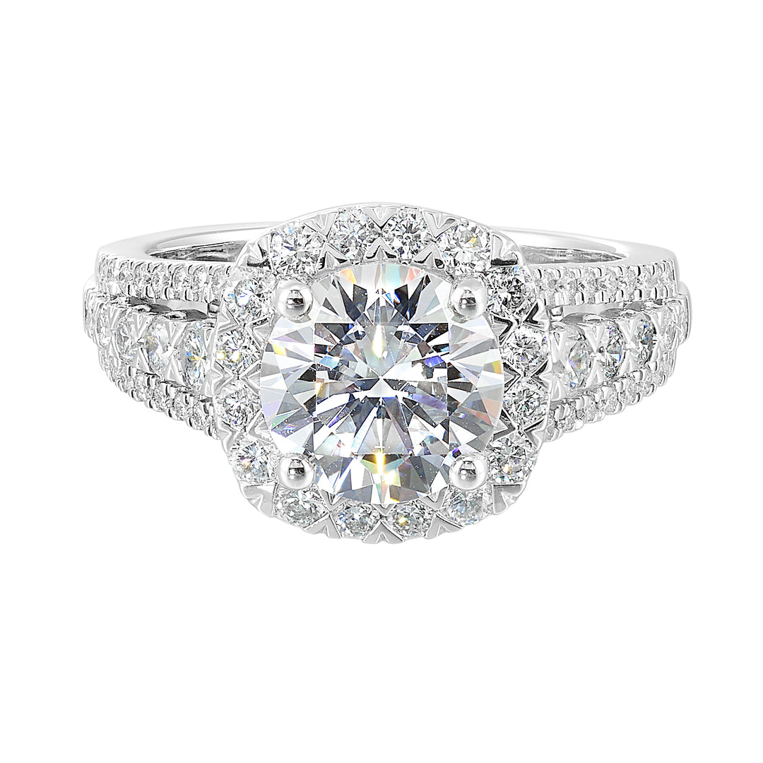 14Kt White Semi Mount 7/8Ctw For 2Ctw Round Center