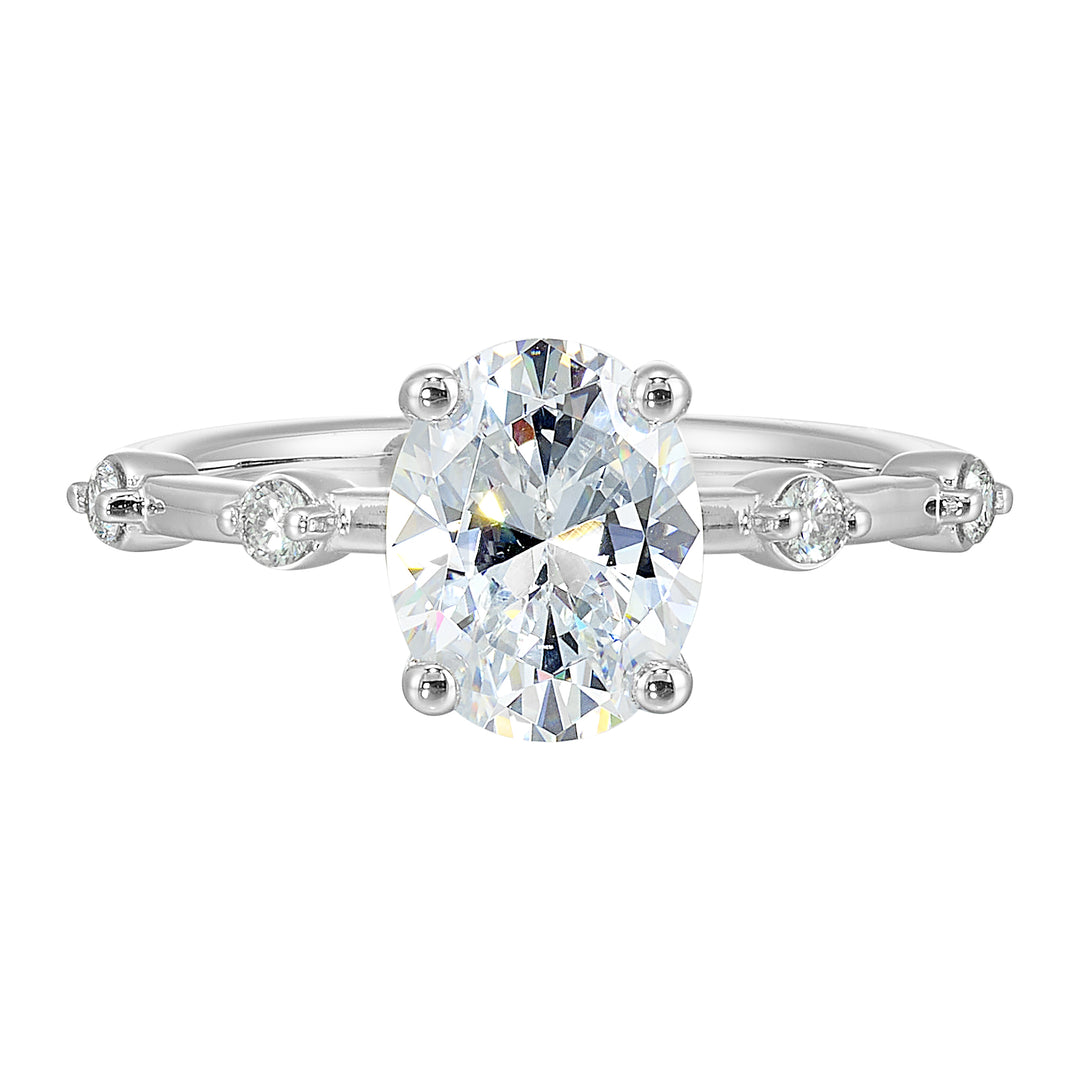 14Kt White Semi Mount 1/8Ctw For 2Ctw Oval Center