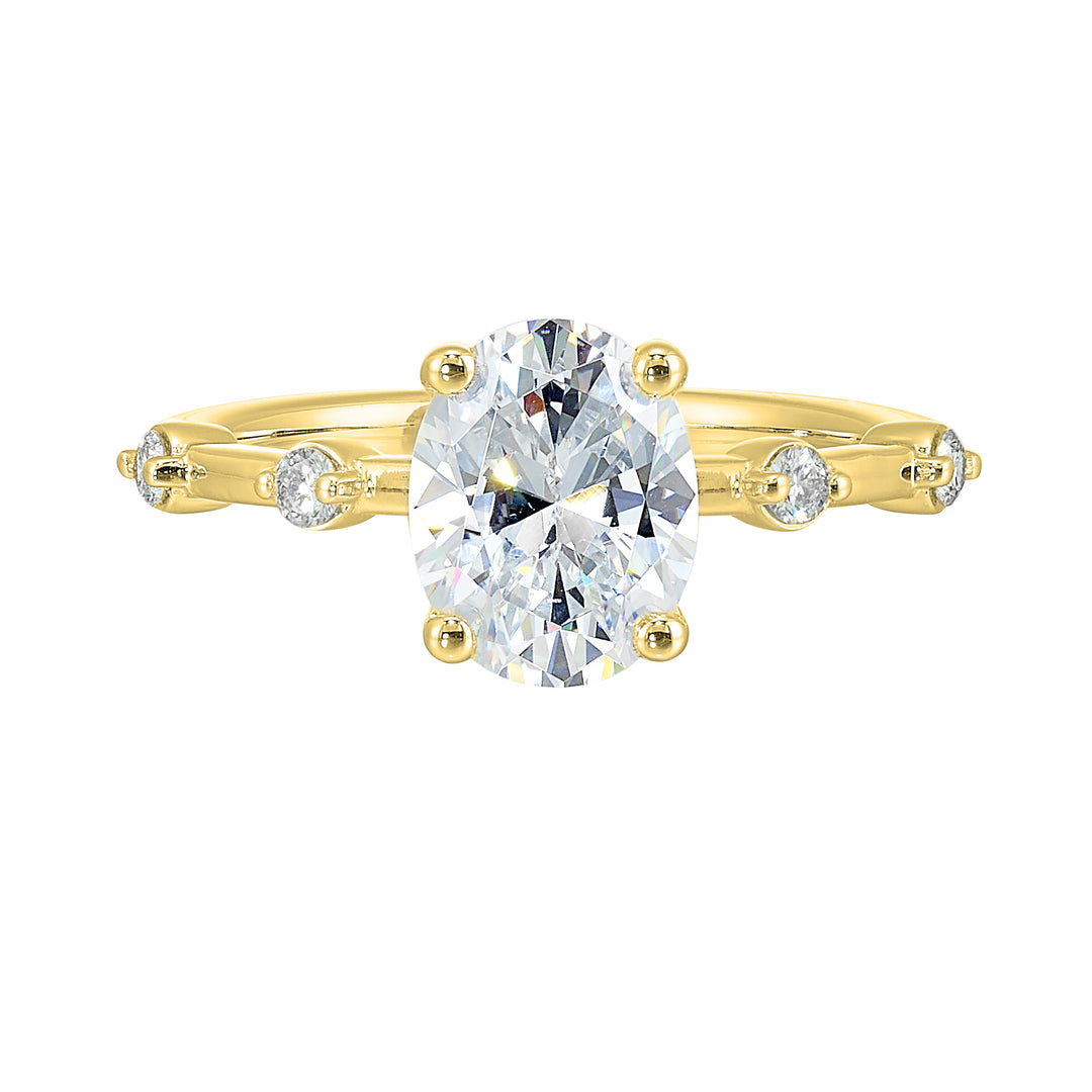 14Kt Yellow Semi Mount 1/8Ctw For 2Ctw Oval Center