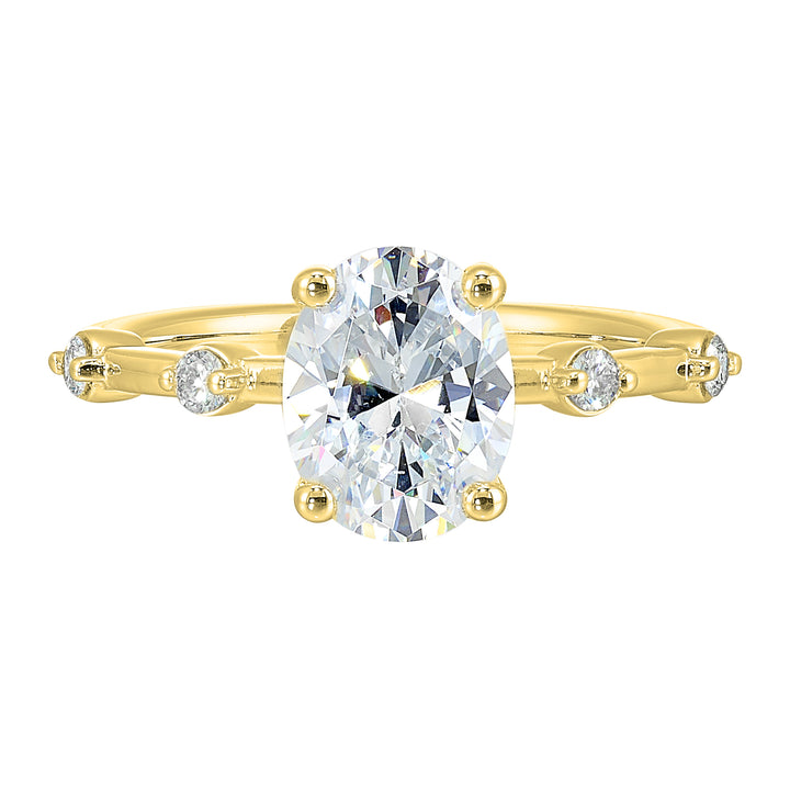 14Kt Yellow Semi Mount 1/8Ctw For 2Ctw Oval Center