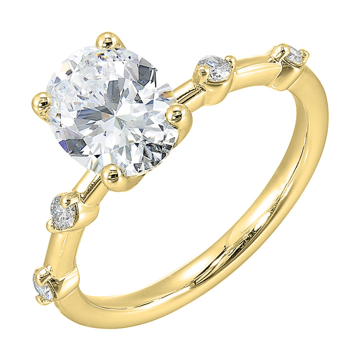 14Kt Yellow Semi Mount 1/8Ctw For 2Ctw Oval Center