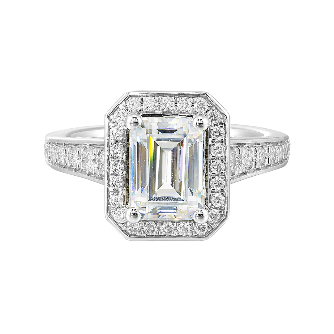 14Kt White Semi Mount 1/2Ctw For 2Ctw Emerald Cut Center