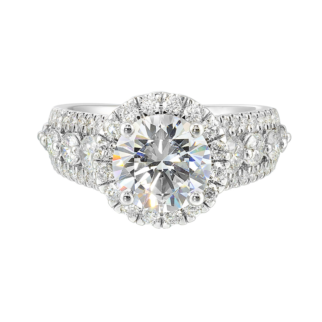 14Kt White Semi Mount 1 1/4Ctw For 2Ctw Round Center