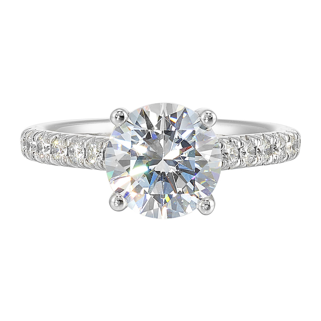 14Kt White Semi Mount 1/2Ctw For 2Ctw Round Center