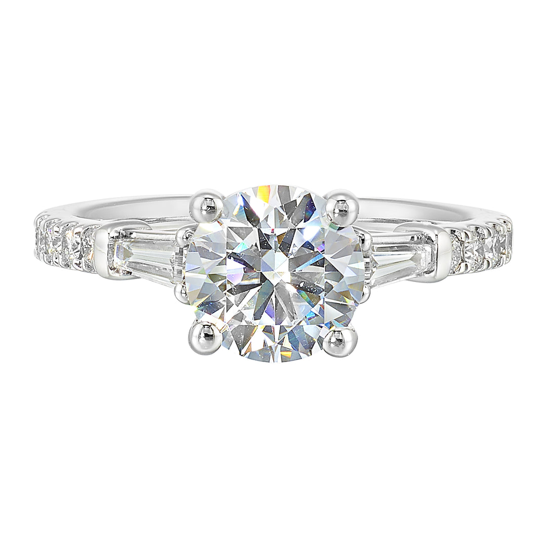 14Kt White Semi Mount 3/8Ctw For 1 1/2Ctw Round Center