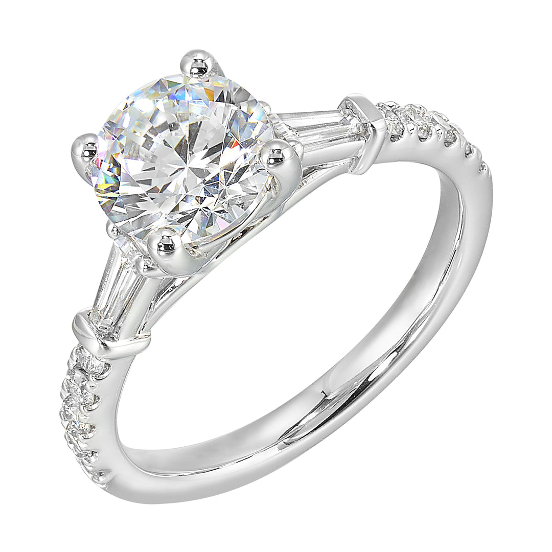 14Kt White Semi Mount 3/8Ctw For 1 1/2Ctw Round Center