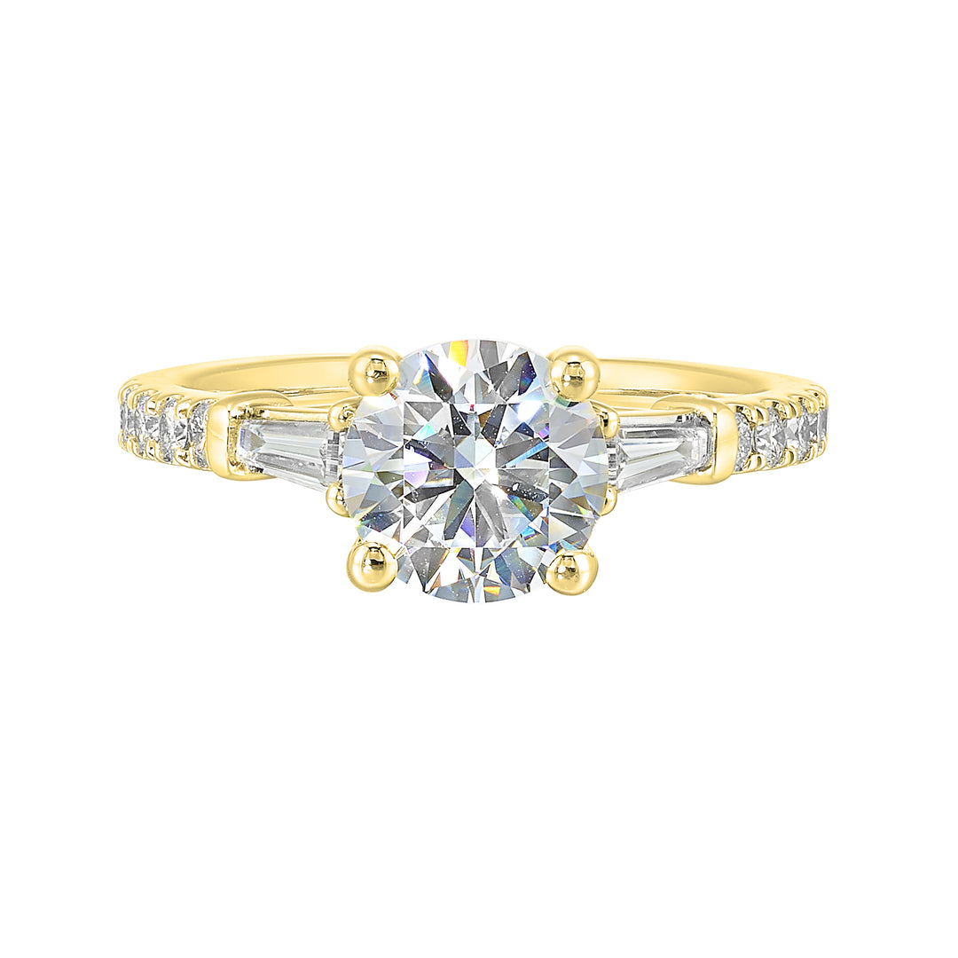 14Kt Yellow Semi Mount 3/8Ctw For 1 1/2Ct Round Center