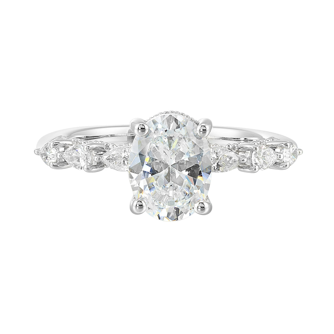 14Kt White Semi Mount 3/8Ctw For 2Ctw Oval Center