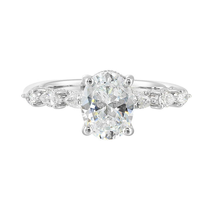 14Kt White Semi Mount 3/8Ctw For 2Ctw Oval Center