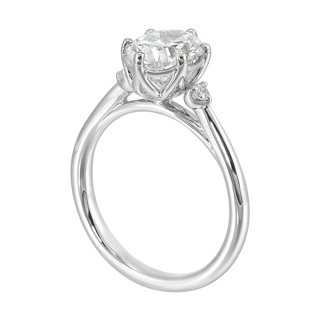 14Kt White Semi Mount 1/15Ctw For 2Ctw Oval Center