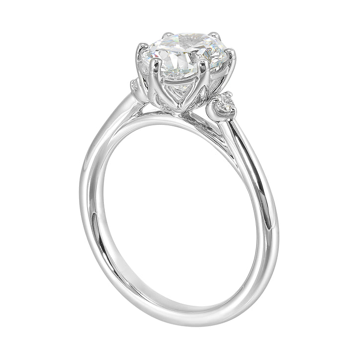 14Kt White Semi Mount 1/15Ctw For 2Ctw Oval Center