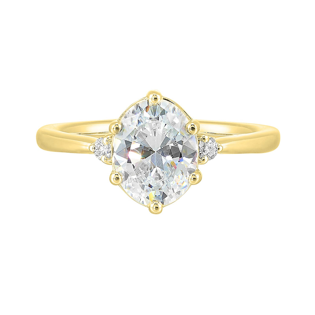 14Kt Yellow Semi Mount 1/15Ctw For 2 1/2Ct Oval Center