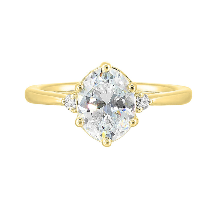 14Kt Yellow Semi Mount 1/15Ctw For 2 1/2Ct Oval Center
