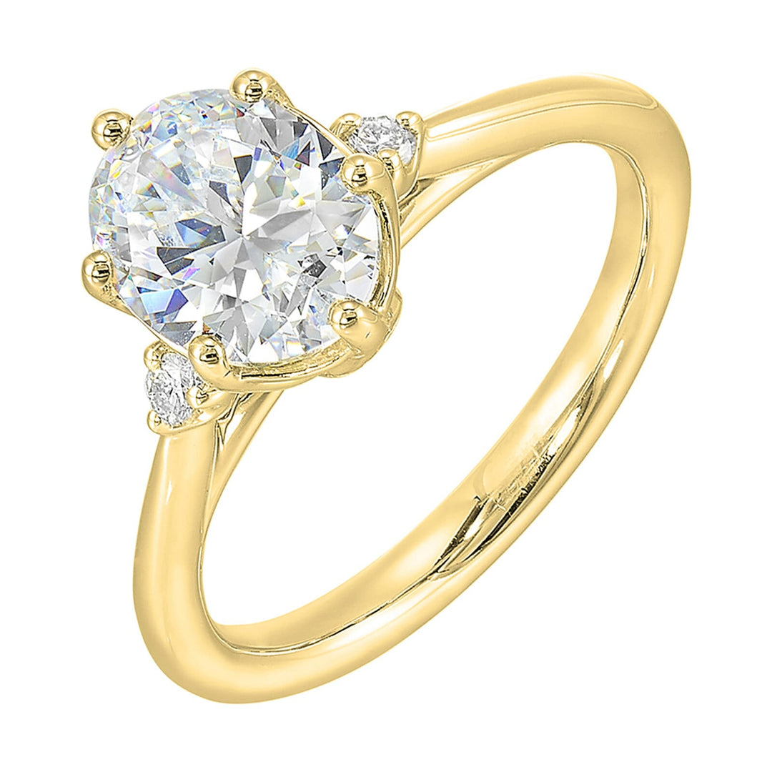 14Kt Yellow Semi Mount 1/15Ctw For 2 1/2Ct Oval Center