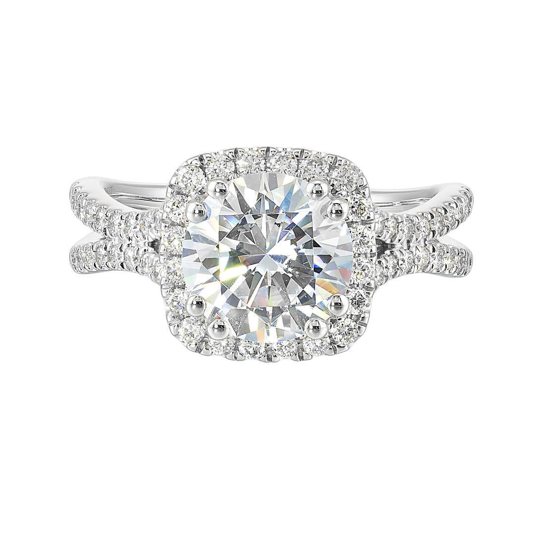 14Kt White Semi Mount 1/2Ctw For 2Ctw Round Center