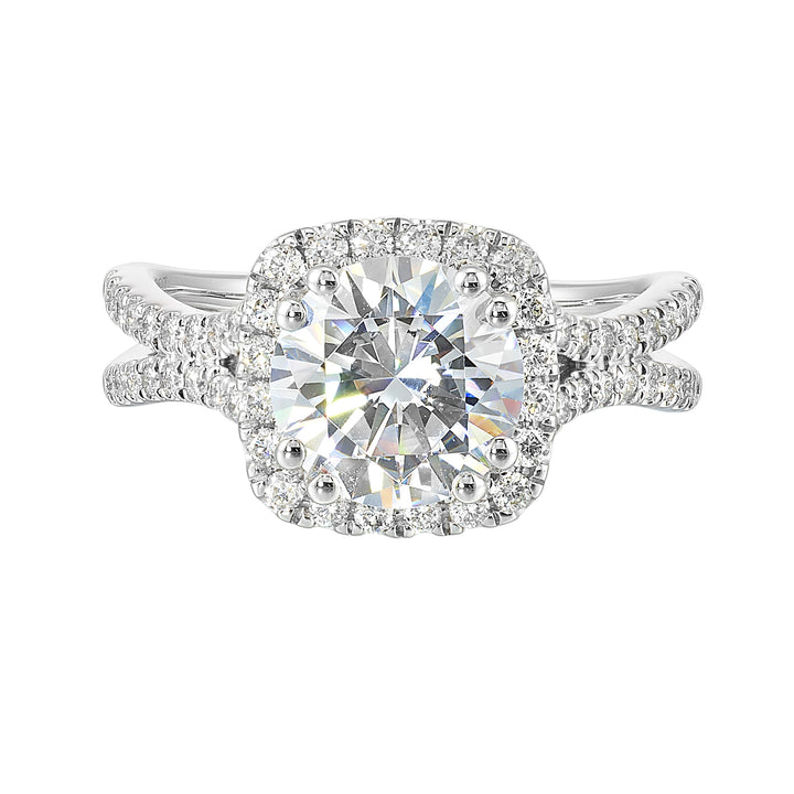 14Kt White Semi Mount 1/2Ctw For 2Ctw Round Center