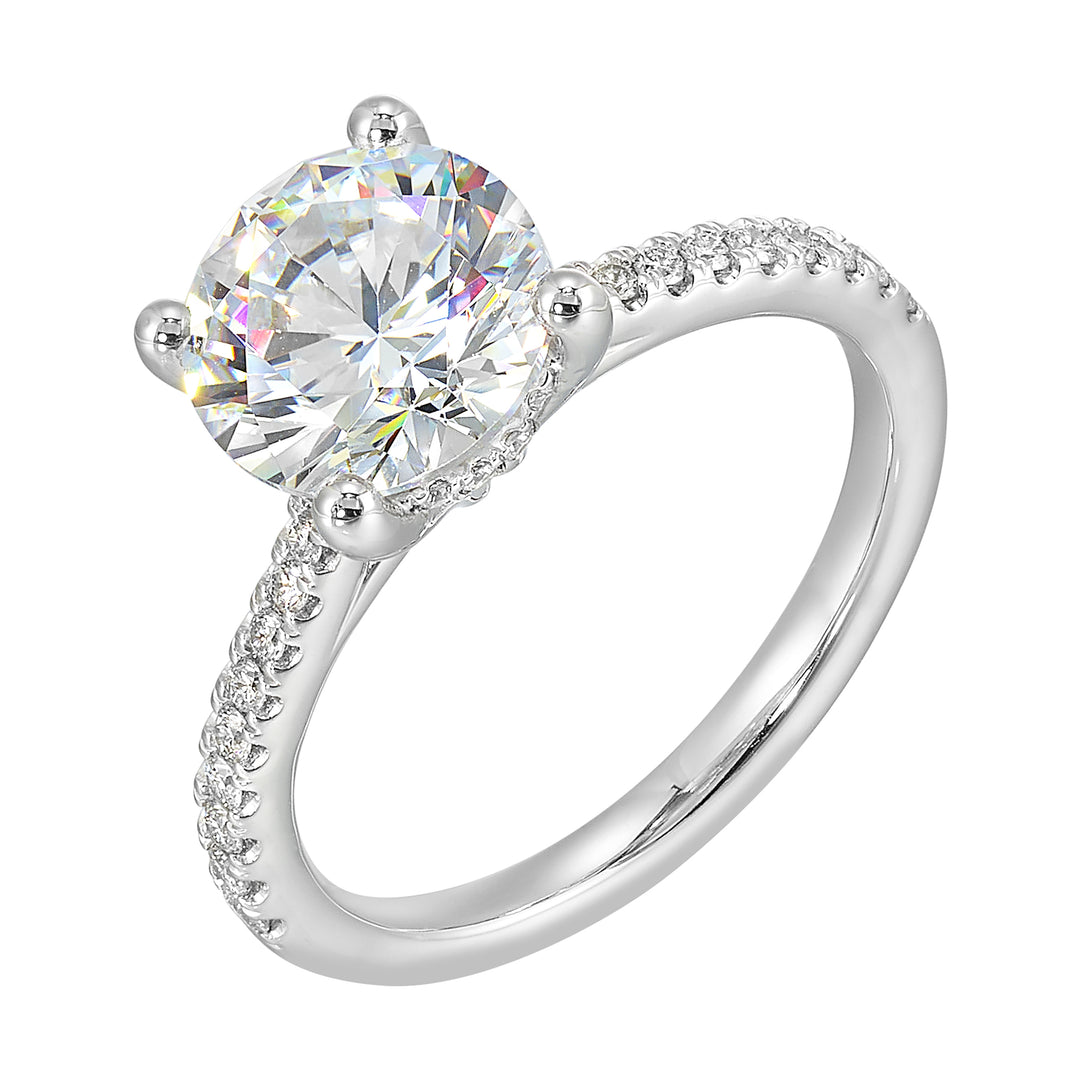 14Kt White Semi Mount 1/4Ctw For 2Ctw Round Center
