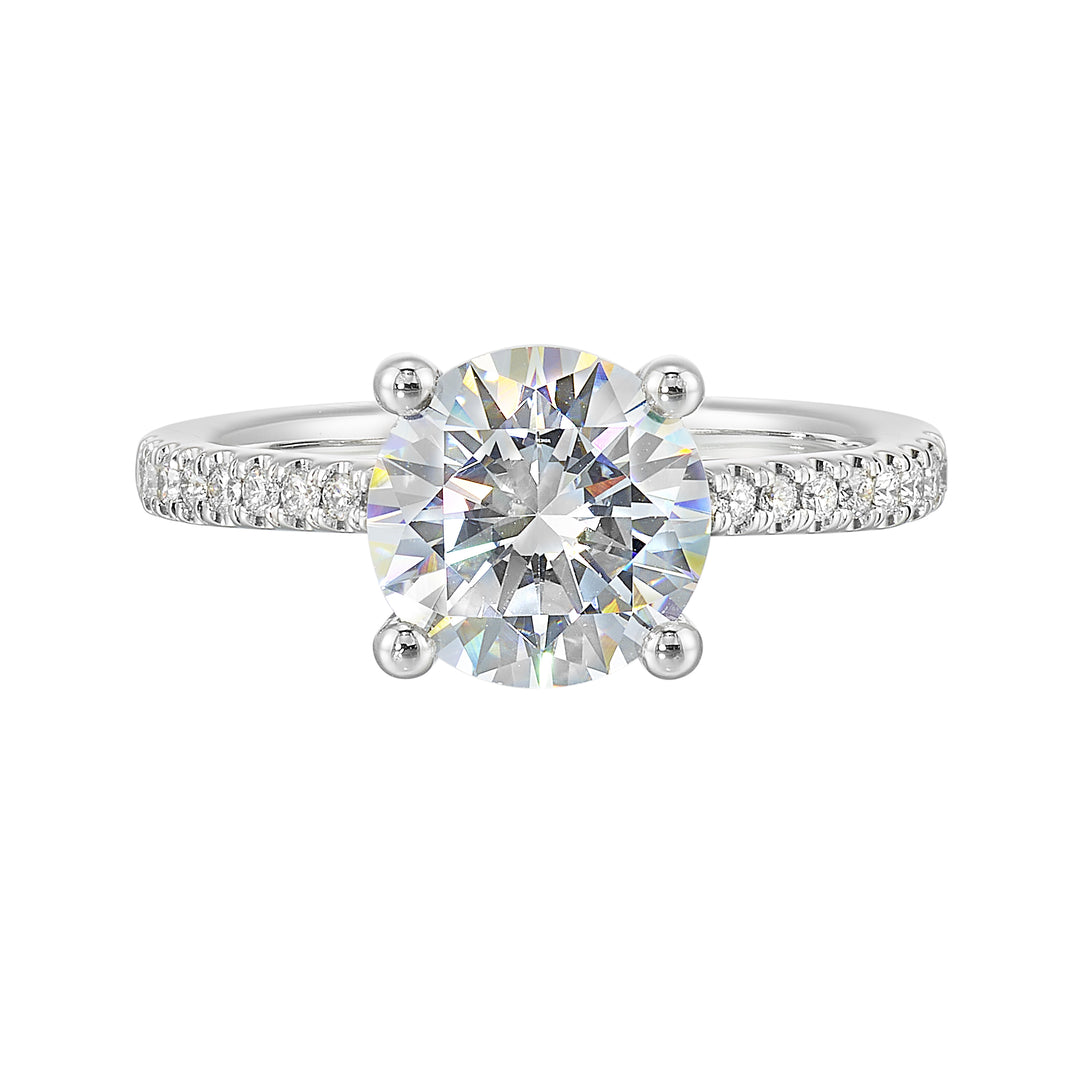 14Kt White Semi Mount 1/4Ctw For 2Ctw Round Center