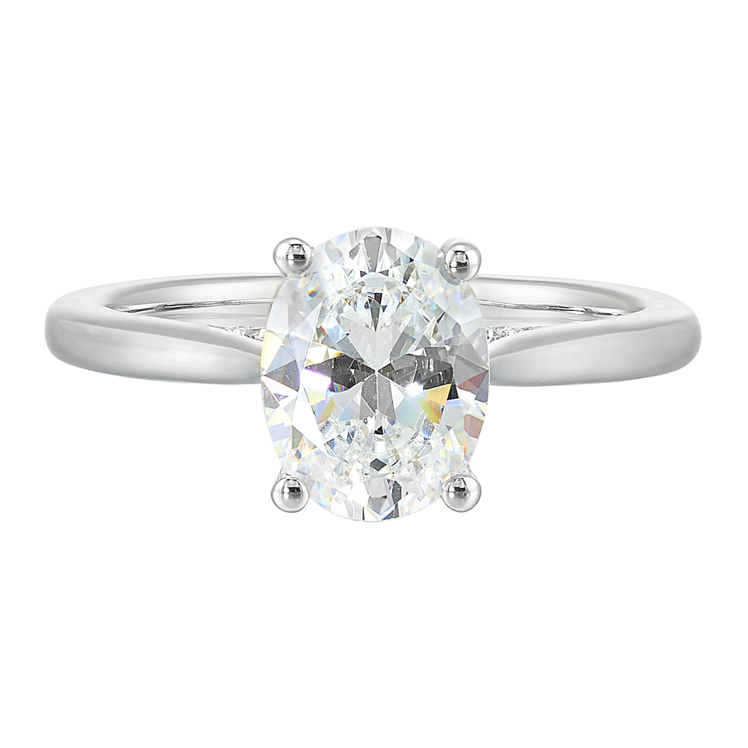 14Kt White Semi Mount 1/5Ctw For 2Ct Oval Center
