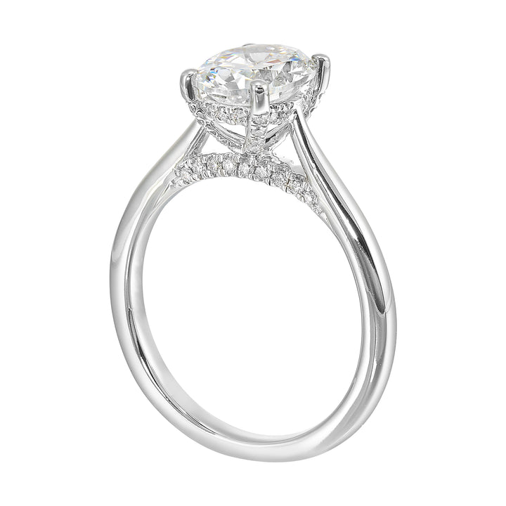 14Kt White Semi Mount 1/5Ctw For 2Ct Oval Center