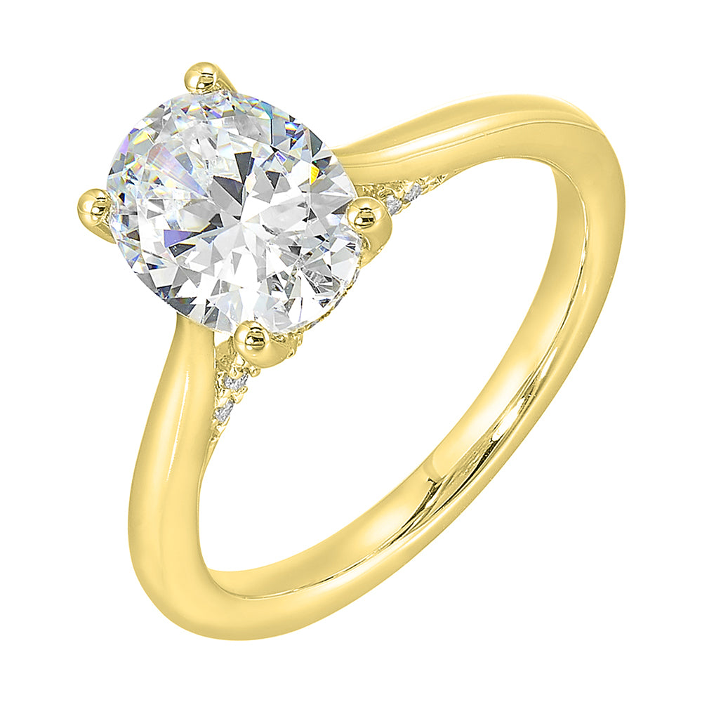 14Kt Yellow Semi Mount 1/5Ctw For 2Ctw Oval Center