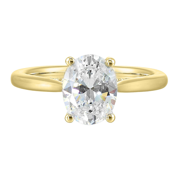 14Kt Yellow Semi Mount 1/5Ctw For 2Ctw Oval Center