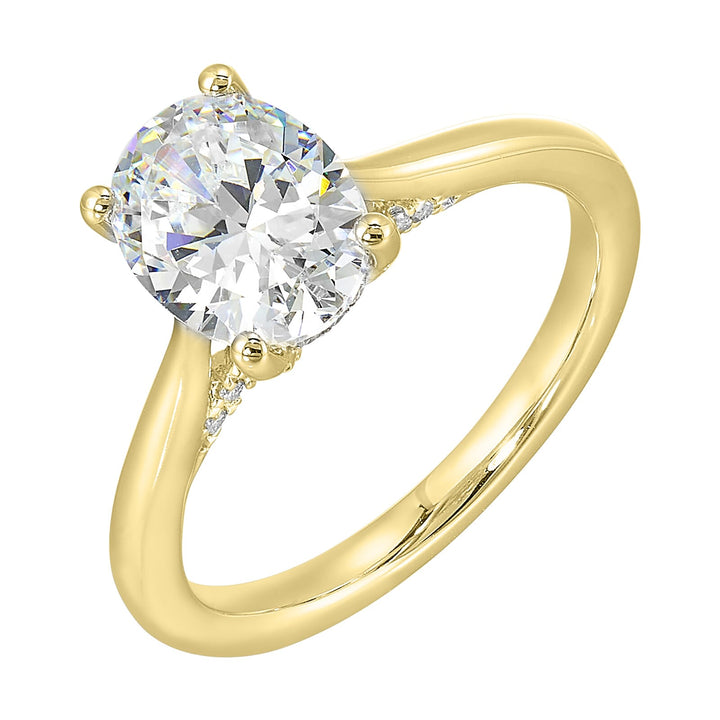 14Kt Yellow Semi Mount 1/5Ctw For 2Ctw Oval Center