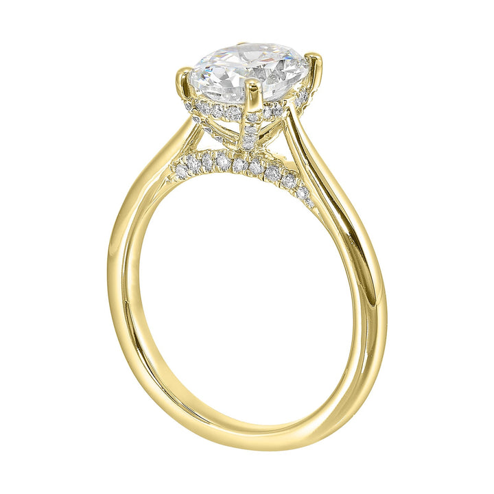 14Kt Yellow Semi Mount 1/5Ctw For 2Ctw Oval Center