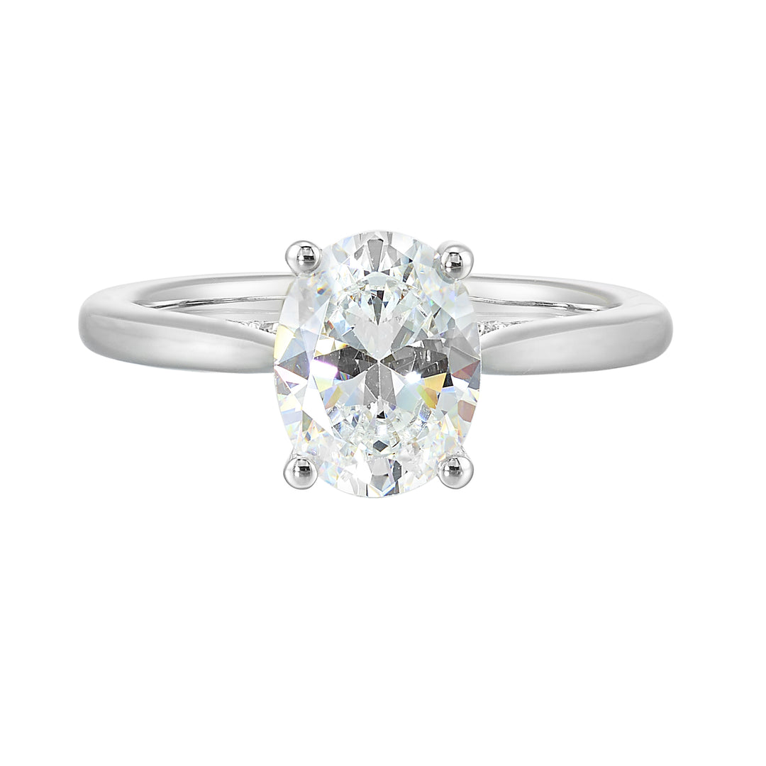 14Kt White Semi Mount 1/5Ctw For 2Ct Oval Center