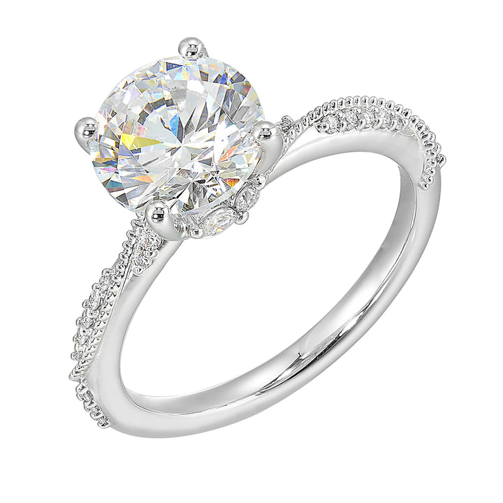 14Kt White Semi Mount 1/5Ctw For 2Ctw Round Center