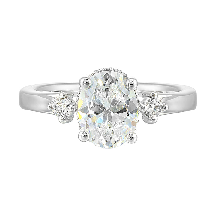 14Kt White Semi Mount 1/6Ctw For 2Ctw Oval Center