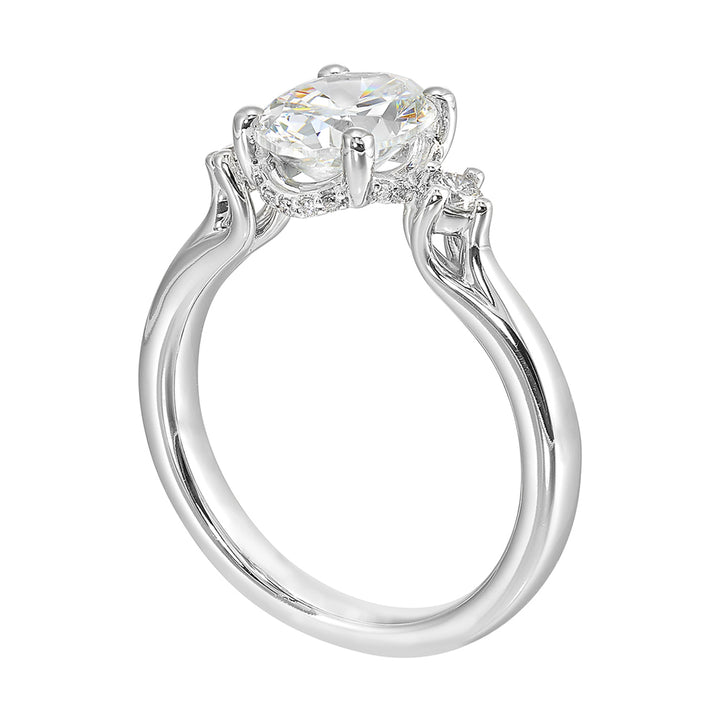 14Kt White Semi Mount 1/6Ctw For 2Ctw Oval Center