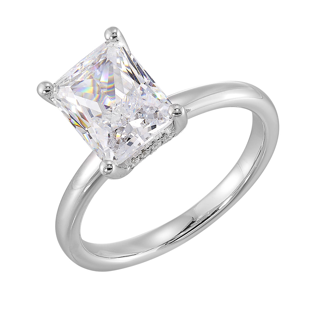 14Kt White Semi Mount 1/15Ctw For 2Ctw Radiant Center