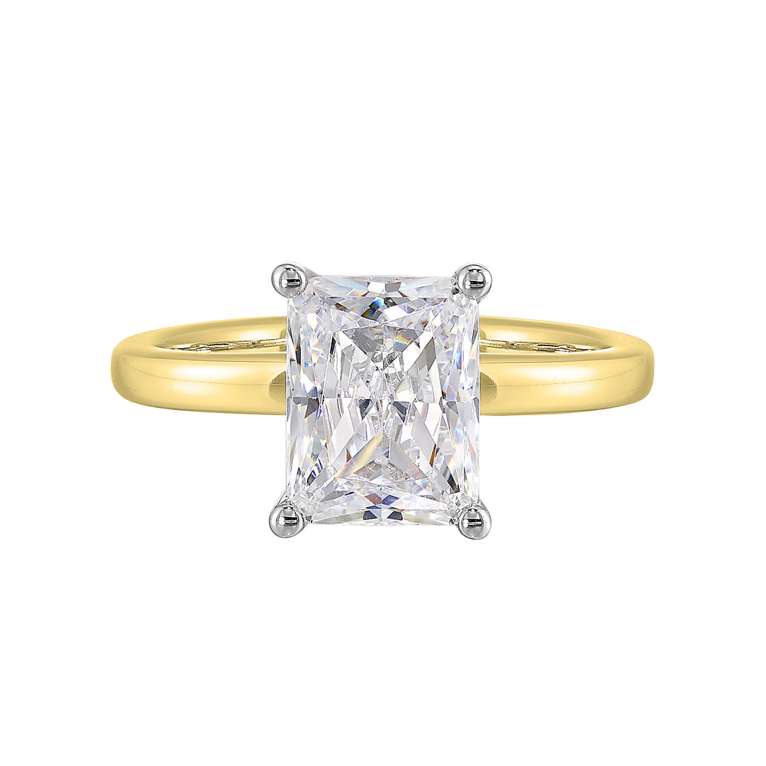 14Kt White Yellow Semi Mount 1/15Ctw For 2Ct Radiant Center