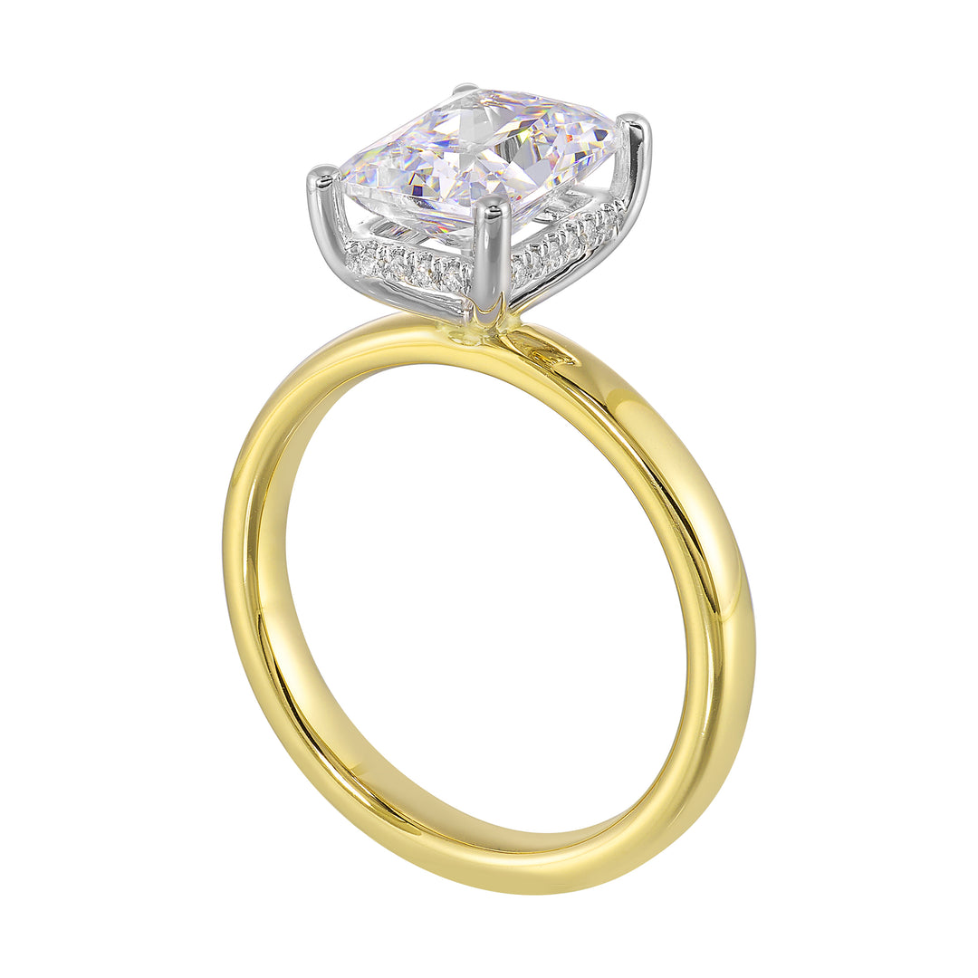 14Kt White Yellow Semi Mount 1/15Ctw For 2Ct Radiant Center
