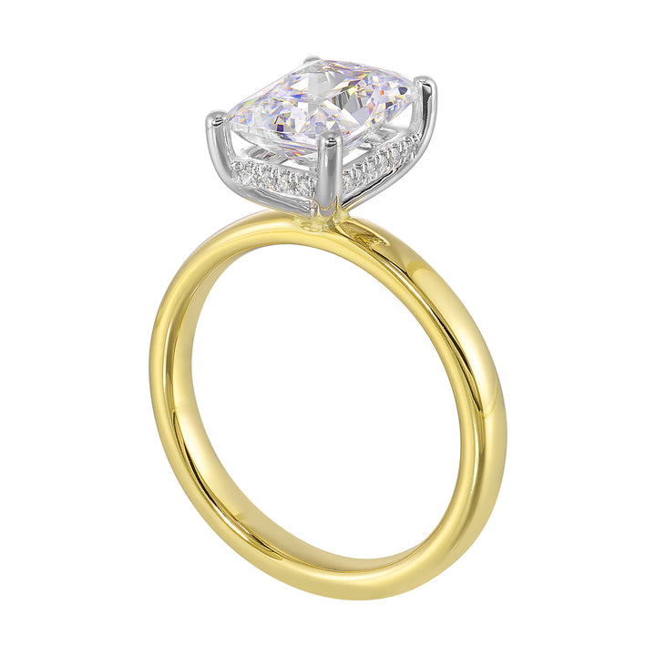 14Kt White Yellow Semi Mount 1/15Ctw For 2Ct Radiant Center