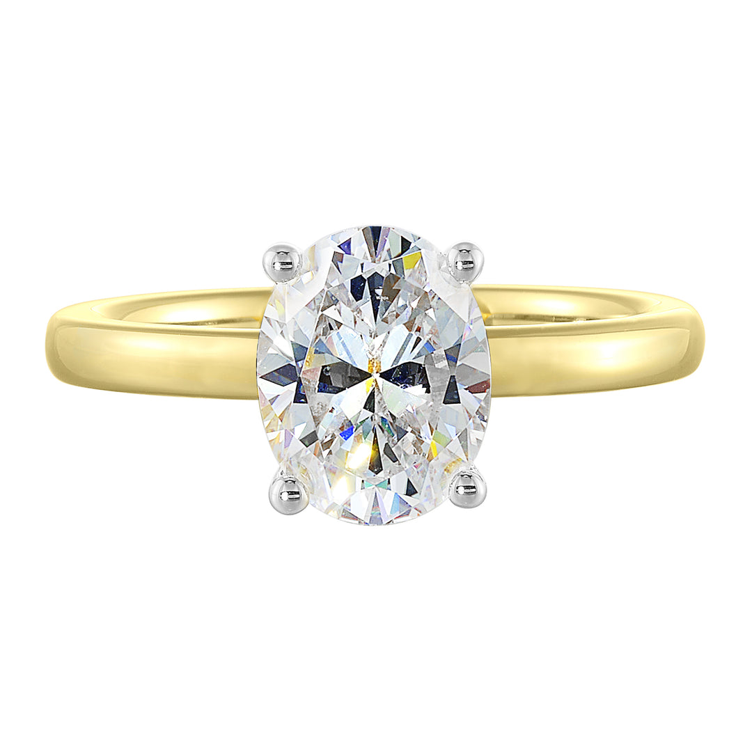 14Kt White Yellow Semi Mount 1/20Ctw For 1Ct Oval Center