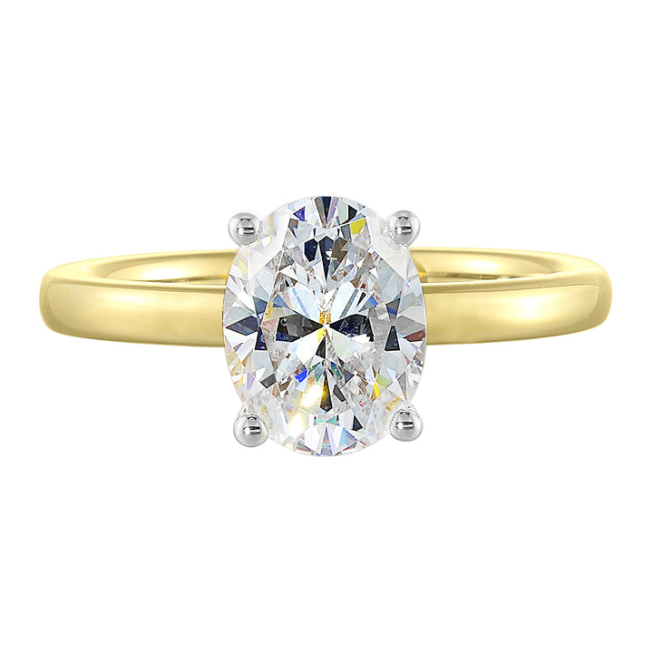 14Kt White Yellow Semi Mount 1/20Ctw For 1Ct Oval Center