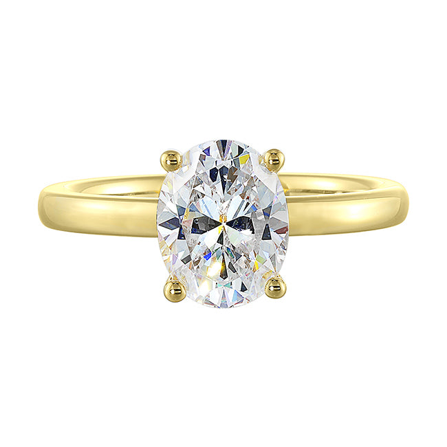 14Kt Yellow Semi Mount 1/15Ctw For 2Ct Oval Center