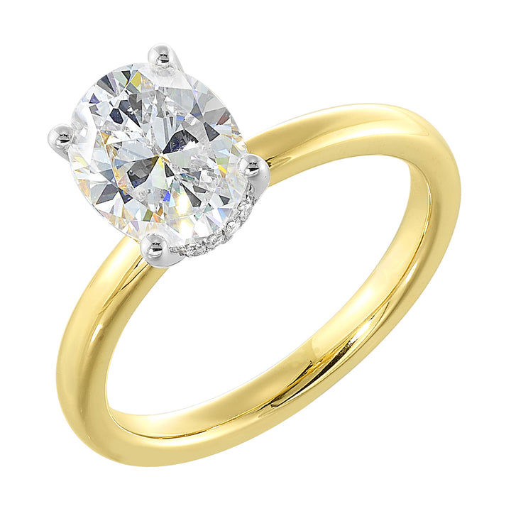 14Kt White Yellow Semi Mount 1/15Ctw For 2Ctw Oval Center