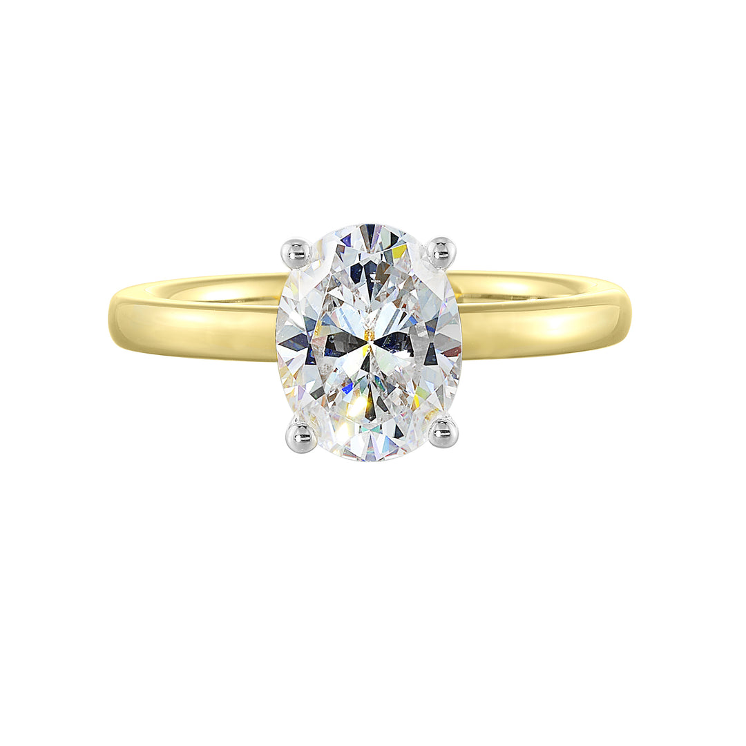14Kt White Yellow Semi Mount 1/12Ctw For 3Ct Oval Center