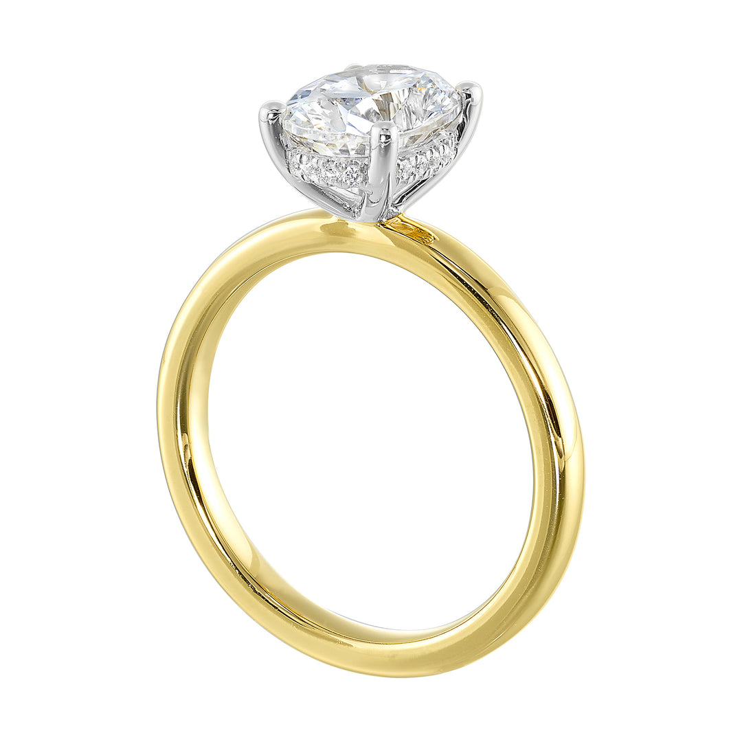 14Kt White Yellow Semi Mount 1/12Ctw For 3Ct Oval Center