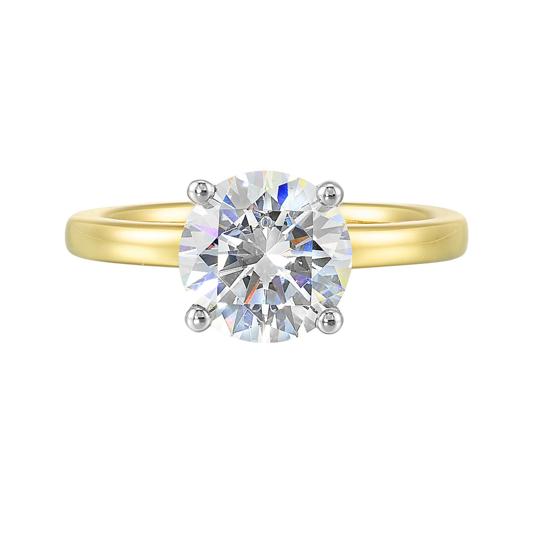 14Kt White Yellow Semi Mount 1/20Ctw For 1Ct Round Center